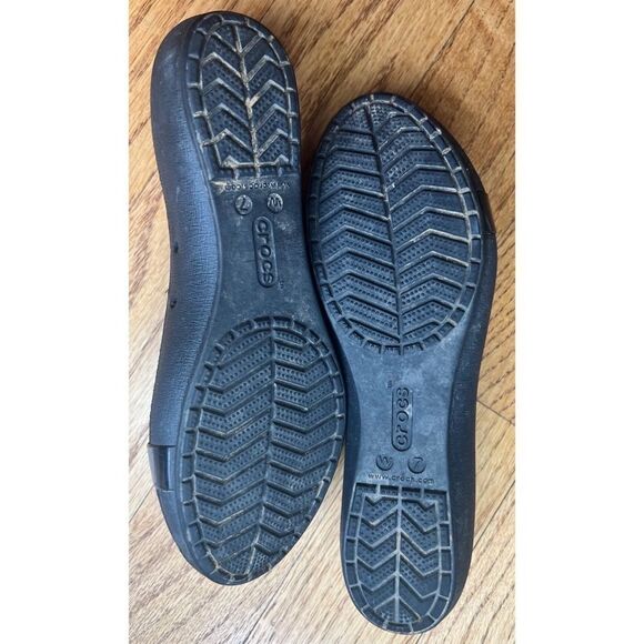Crocs Black Ballet Flats Women’s Size 7 Cap Toe Slip On Shoes - Picture 5 of 8